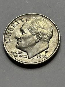 1996 P Roosevelt dime Error On Eye And Between Stems (#49) - Picture 1 of 4