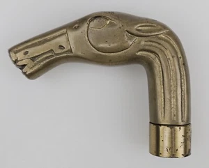 Perilla de mango de bastón con cabeza de caballo de metal de latón de colección 12 oz. - Imagen 1 de 15