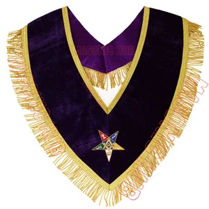 "Collar OES masónico de terciopelo púrpura para clientes dignos - hecho a mano a la perfección" - Imagen 1 de 3