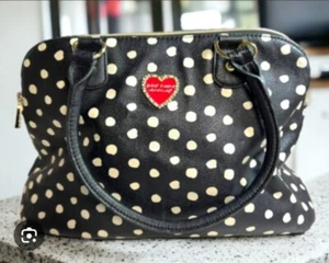 Betsey Johnson Vintage Desigber XOX Polka Dot Betsey Satchel Bag Purse Handbag - Picture 1 of 10