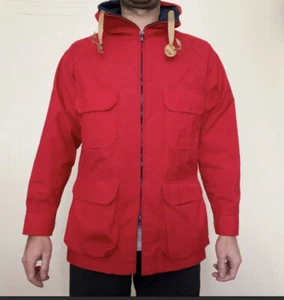 Vintage Woolrich Full Zip Four Flap Pocket Hooded Coat Red Size Medium - Picture 1 of 10
