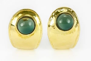 Pendientes de aro medio corte cabujón turmalina oro amarillo 18K - Imagen 1 de 6