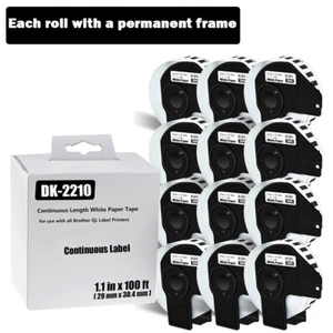Etiqueta de envío de 12 rollos 29 mm x 30,48 m para Brother QL-1050 1050N QL-570VM DK2210 - Imagen 1 de 24