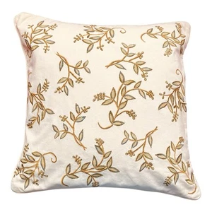 Copricuscino decorativo fienile in ceramica, inserto piumino, motivo ramo d'ulivo 18x18 - Foto 1 di 10
