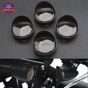 4pcs Smoke Turn Signal Lens Covers w/Black Bezel Visors For Harley Softail Dyna - Picture 1 of 16