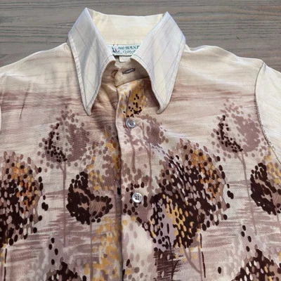 Camisa De Colección Armado Mod Para Hombre’s M Estampado de Árbol Cuello de Daga Abotonada EE. UU. Foto 1 de 4