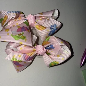 Light Pink Care Bears With Umbrellas Hair Ribbon Bows With Gator Claw - Picture 1 of 4