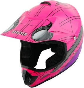 WOW Jóvenes Niños Motocross BMX ATV Dirt Bike Casco Araña Rosa + Gafas + Guantes - Imagen 1 de 11