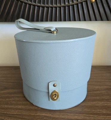 Caja de viaje sombrero peluca azul bebé vintage con asa de Everbest Hollywood años 60 Foto 1 de 4