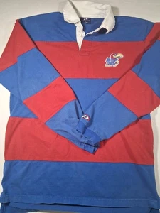 University Of Kansas Vintage Long Sleeve Rugby Style Pullover Mens Medium - Picture 1 of 10
