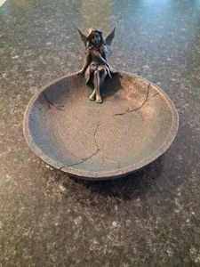 Angel Fairie Garden Statue Bird Feeder Bowl 7.5"x4" - Picture 1 of 14