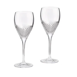 WEDGWOOD VERA WANG DIAMOND CRYSTAL MOSAIC GOBLET SET OF 2 GIFT WRAPPED - Picture 1 of 8