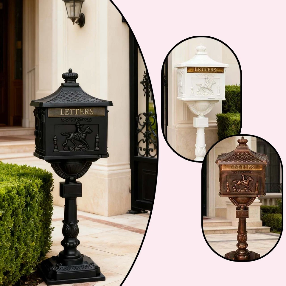 Винтажный декоративный почтовый ящик сверхпрочный замок литой алюминий/железо защита от ржавчины - Изображение 1 из 4