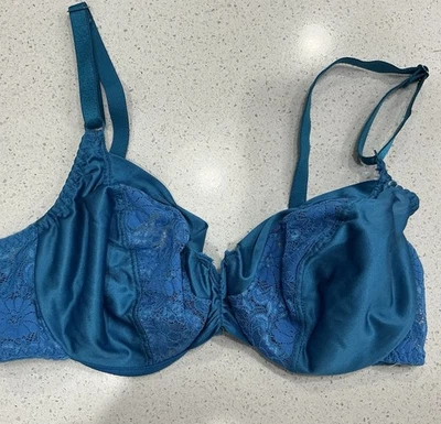 Sujetador Self Expressions Vintage 36C Azul Con Aros Sin Forro Cierre Trasero Foto 1 de 4