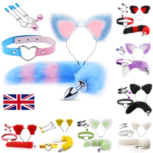 4Pcs Set Fox Butt Tail Cute Heart Collar Soft Cat Ears Headbands Cosplay Female - Picture 1 of 23