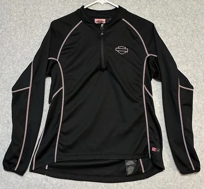 Pullover Harley Davidson para mujer RCS negro rosa logotipo XL 1/4 cremallera manga larga Foto 1 de 4