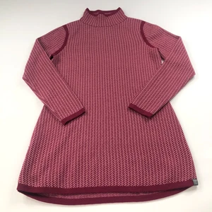 Title Nine Barra MED Tunic Merino Wool Mock Neck Pullover Sweater Pink Red MINT - Picture 1 of 9