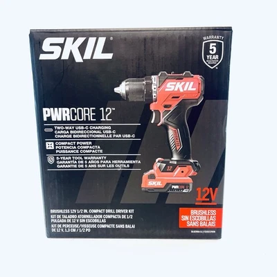SKIL PWRCORE 12V 1/2” Brushless Cordless Drill Driver Kit w/ Battery, SHIPS FREE - Image 1 of 4