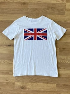 Primark Short Sleeves T-Shirt Boys Age 9-10 Years While Union Jack 100% Cotton - Picture 1 of 4