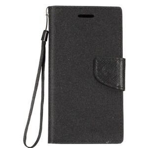 LG STYLO 4 / STYLO 4 PLUS - Black Denim Fabric Card ID Wallet Pouch Case Cover
