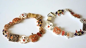 Pulsera de azulejos de Halloween con broche magnético / fantasma ~ calabaza ~ tela de araña ~ murciélago - Imagen 1 de 5