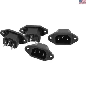 4 Pcs AC 250V 10A IEC 320 C14 Panel Mount Plug Adapter Power Connector Socket - Picture 1 of 3