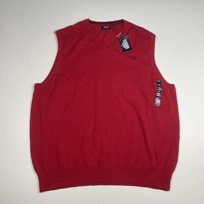 Chaps 毛衣背心男式 2XB 大红色无袖 V 领新品 — 第 1/4 张图片