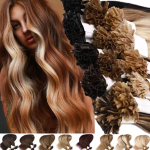 Fusion Nail U Tip Keratin 100% Remy Human Hair Extensions THICK Pre Bonded/Glue - Picture 1 of 26