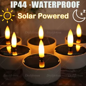Waterproof 6PCS Solar Powered LED Tea Lights Flameless Flickering Solar Candles - Picture 1 of 15