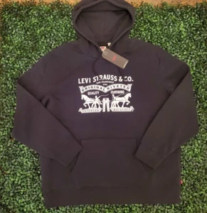 Herren Levis Pullover Hoodie Standard Fit Schwarz ⚫ Grafikdruck Gr. XL ~ NEU - Bild 1 von 8