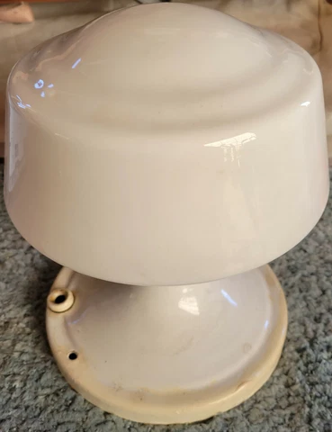Milk Glass Lamp Light Fixture And Shade School house Antique Vintage Cover