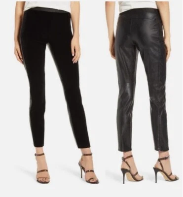 Calça de tornozelo BAILEY44 Olivia veludo e couro sintético preta - Imagem 1 de 4