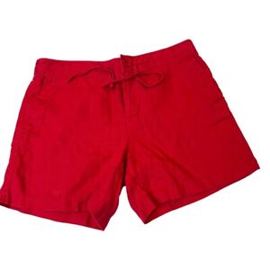 Lauren Ralph Lauren Womens Chino Shorts Drawstring Waist 100% Linen Red Size 10