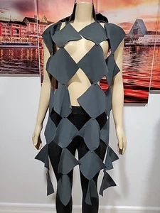 Maria Pinto Dark Gray M2057 Geometric Shapes Scarf NWT $125.00#P1 - Picture 1 of 9