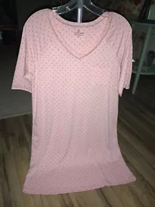 Cuddle Dudds Pink -Grey Dots Super-Soft Printed Short Sleeve Sleepshirt, SMALL - Picture 1 of 8