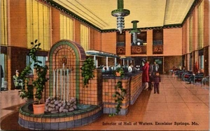 Interior Hall of Waters Excelsior Springs Missouri Linen Postcard - Picture 1 of 2