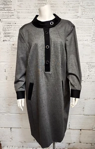 Etcetera Women's Size 16 Black & Gray Long Sleeves Shift Dress - Picture 1 of 8