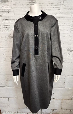 Vestido recto Etcetera para mujer talla 16 negro y gris manga larga Foto 1 de 4