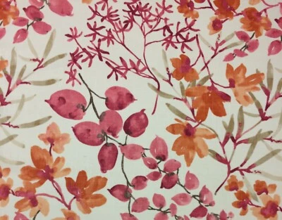 BALLARD DESIGNS EVA PINK FLORAL WATERCOLOR BLOOMS MULTIUSE FABRIC BY YARD 56"W - Image 1 of 4