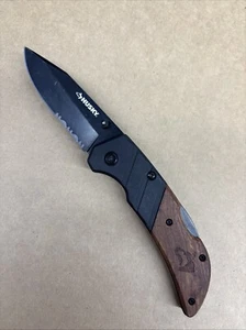 USED Husky Wood Handle Sporting Hunting Combination Blade Pocket Knife 807 - Picture 1 of 2