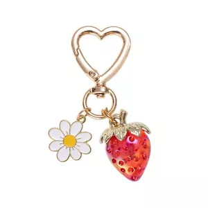 Cute Strawberry Keychain Bag Purse Charms Heart Flower Keychain Accessories f... - Picture 1 of 7