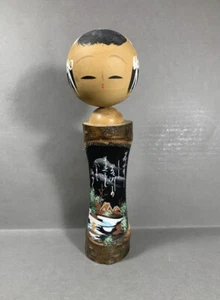 Vintage Japanese Kokeshi Wood Old Woman Doll Hand Carved Painted Folk Art Japan - Picture 1 of 10