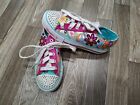 Girls Skechers Twinkle Toes Light Up Sneakers Shoes US 1.5 Silver Pink Glitter 