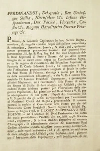 5260-FERDINANDO RE DI SICILIA E NAPOLI, PALERMO ALLOGGI AGLI UFFICIALI, 1798 - Picture 1 of 2