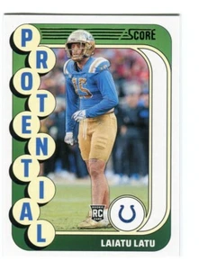 Tarjeta de novato LAIATU LATU RC 2024 puntuación fútbol protencial #22 UCLA y Colts - Imagen 1 de 2