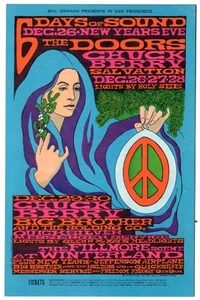 BG-99 Vintage 1967 DOORS Chuck Berry JEFFERSON AIR Bill Graham Fillmore Postcard - Picture 1 of 2