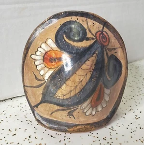 Tonala Mexico Pottery Decorative Hand Painted Flower 3.25” Tall 3" Wide - Picture 1 of 4