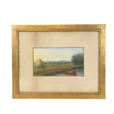 Antique Impressionist Rural Landscape Pastel & Pencil Signed - Image 1 of 4