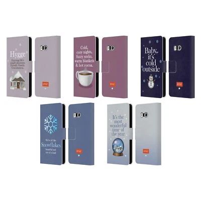 OFFICIAL emoji® WINTER QUOTES LEATHER BOOK WALLET CASE COVER FOR HTC PHONES 1 - Image 1 of 4