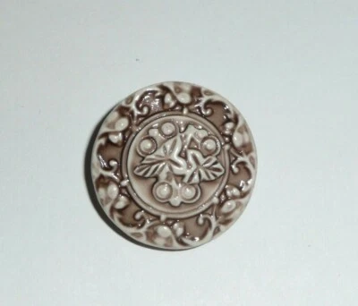 Pretty Chocolate Brown Art Stone Flower Floral Shank Button  1" Flower Button - Image 1 of 4